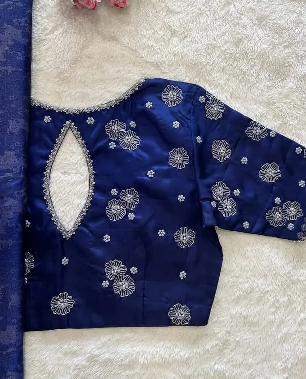 New Royal Blue Bridal Maggam Blouse  Stunning Designer Look Unbeatable Price