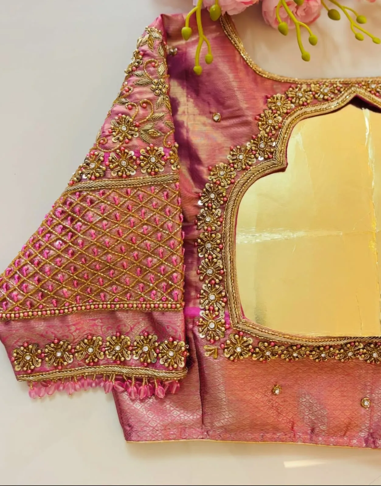 Peach Bridal Maggam Work Blouse for South Indian Weddings  Handcrafted Designer Wear