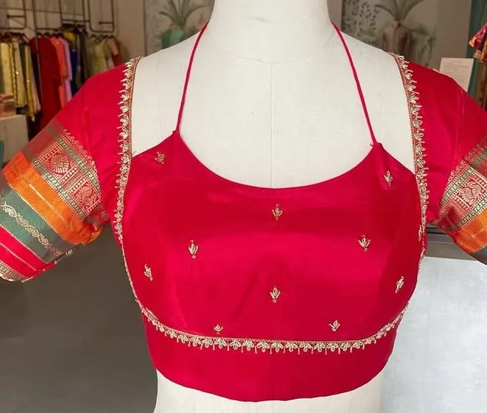 Premium Red Zardosi Maggam Work Blouse Masaba Style Under Budget