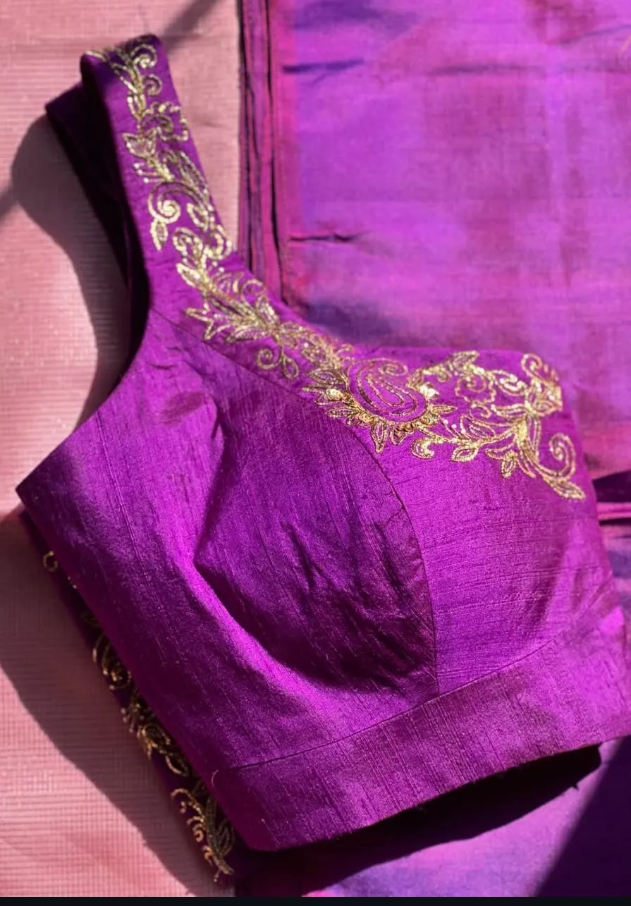 Purple Pink Designer Maggam Work Blouse  Custom Made Bridal  Wedding Wear
