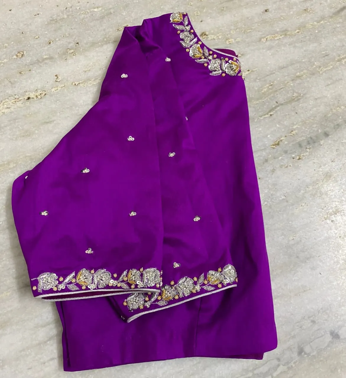 Purple Pink Simple Maggam Work Blouse Trending Affordable Ethnic Fashion - Xl