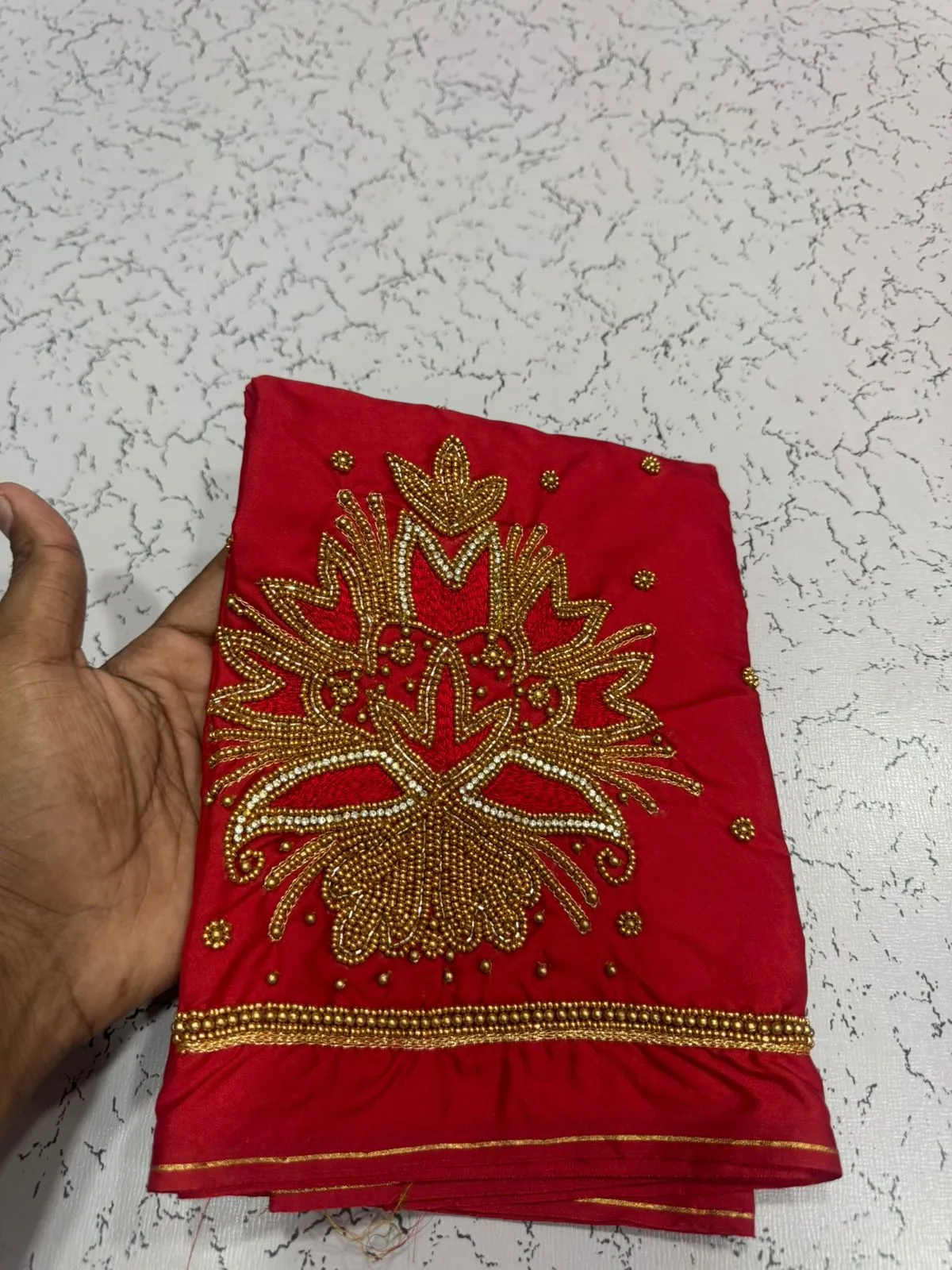 Red Beads Simple Maggam Work Blouse Under ₹600  Budget Designer Pick