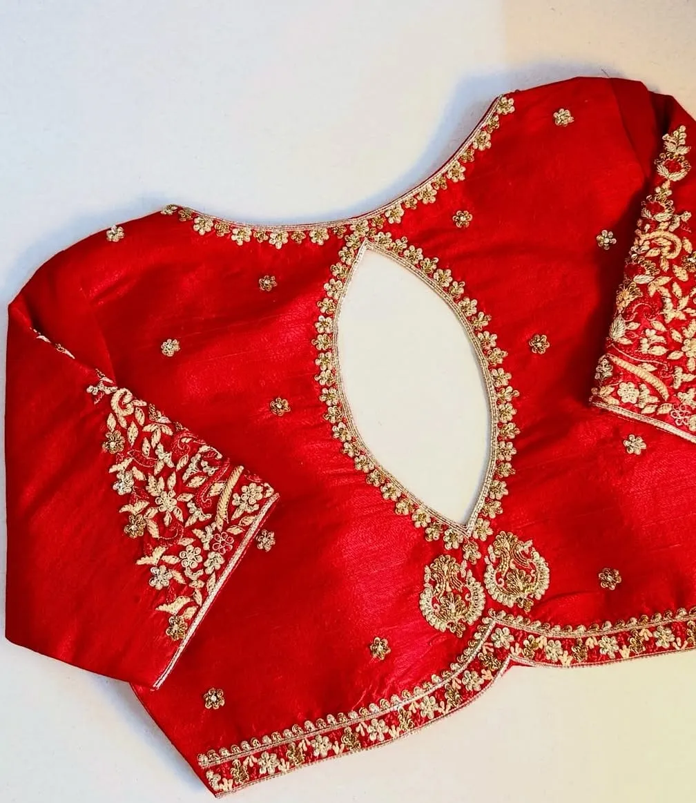 Red Wedding Blouse with Heavy Maggam Embroidery  Bridal Collection