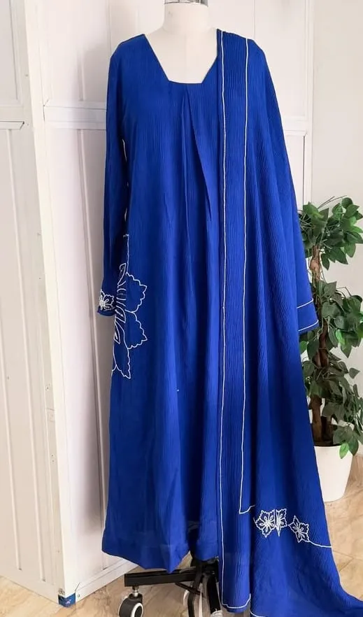 Royal Blue FullSleeves Maggam Work Long Anarkali Suit  Premium Designer Look for Grand Occasions