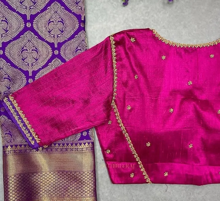Shop Rani Pink Heavy Maggam Work Blouse Celebrity Style High Quality Craftsmanship