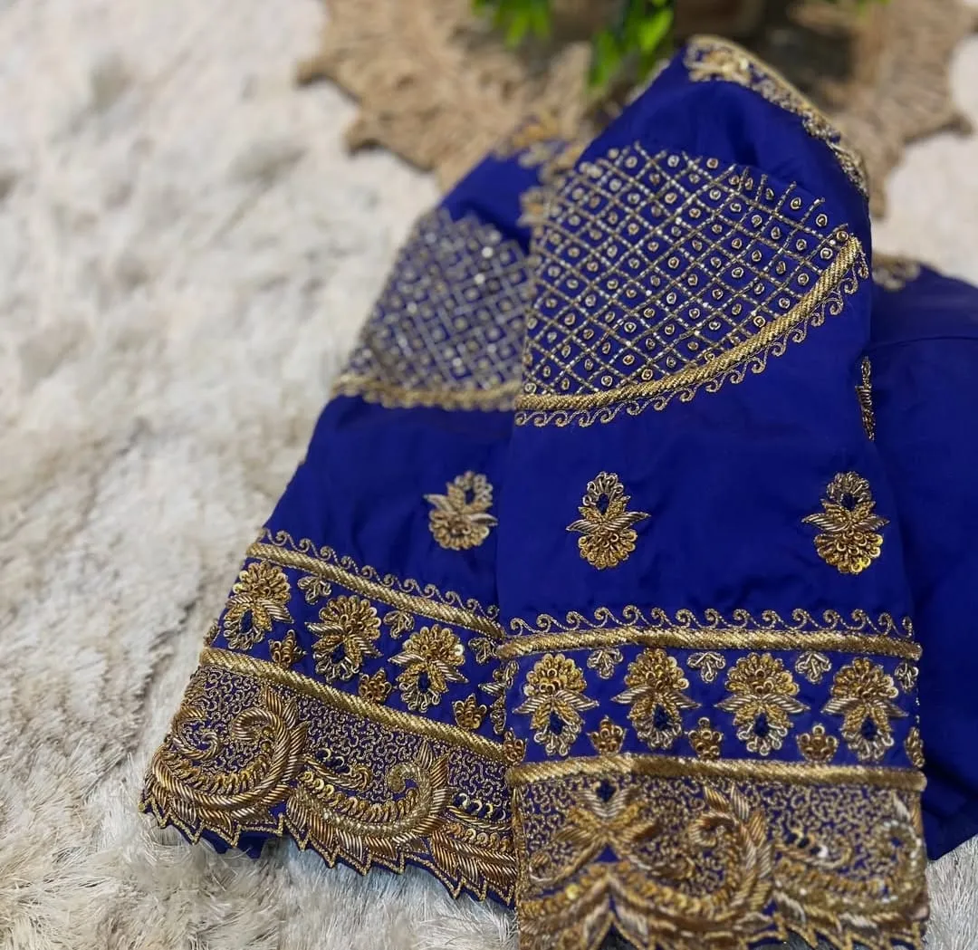 Shop Royal Blue Designer Blouse  Handcrafted Maggam Aari Work Perfect for Special Occasions
