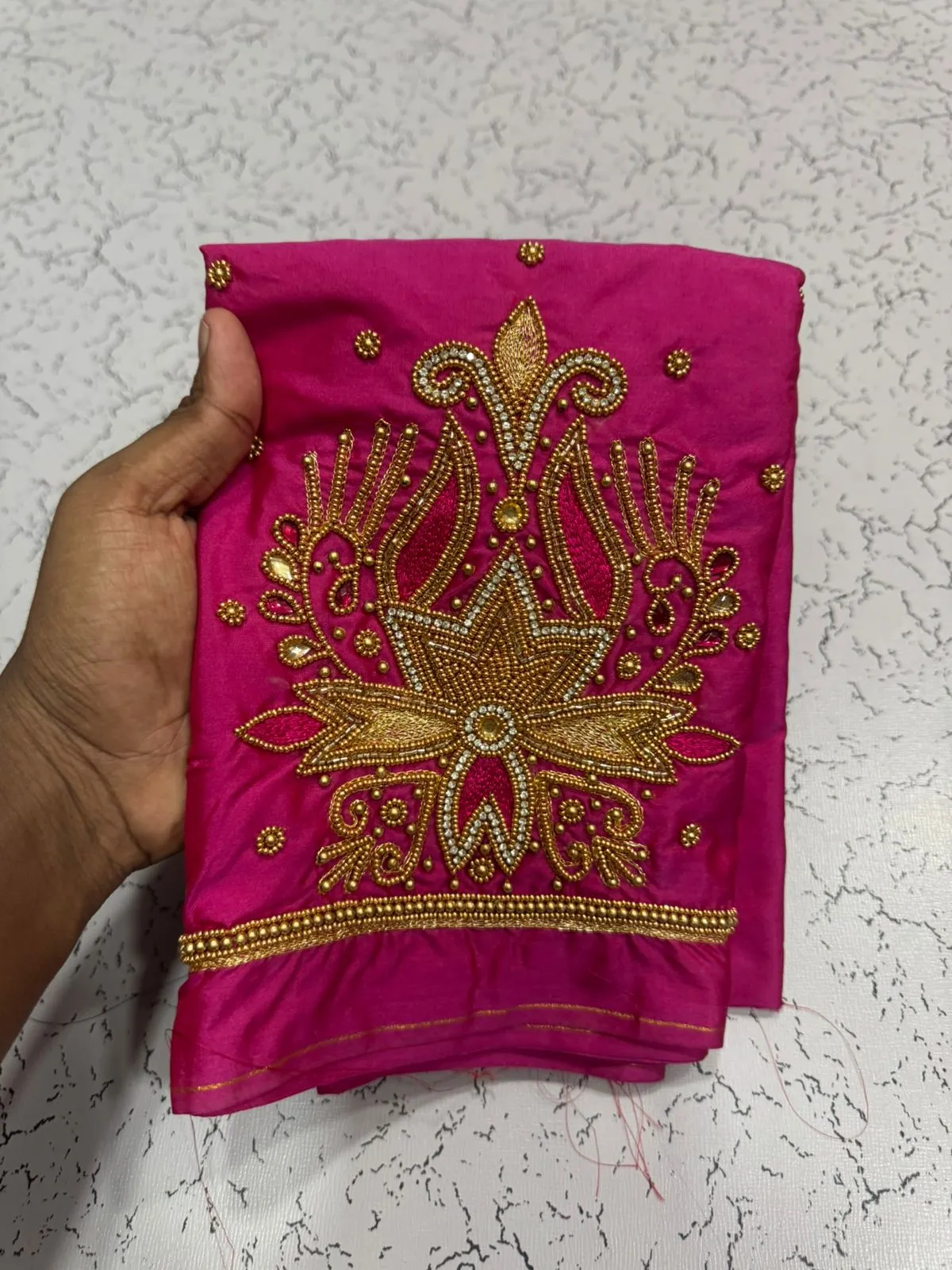 Trendy Pink Maggam Work Blouse Premium Craftsmanship Low Price