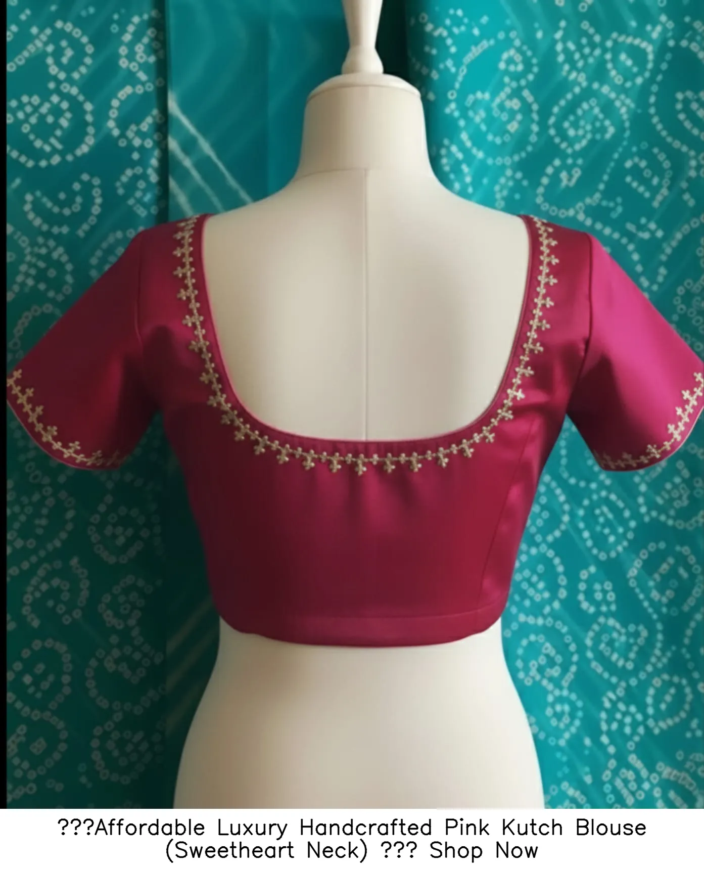 Affordable Luxury Handcrafted Pink Kutch Blouse (Sweetheart Neck) – Shop Now