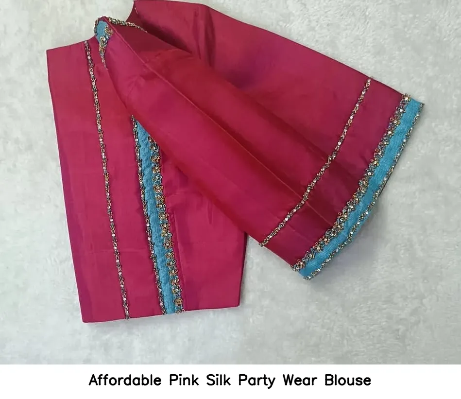Affordable Pink Silk Party Wear Blouse