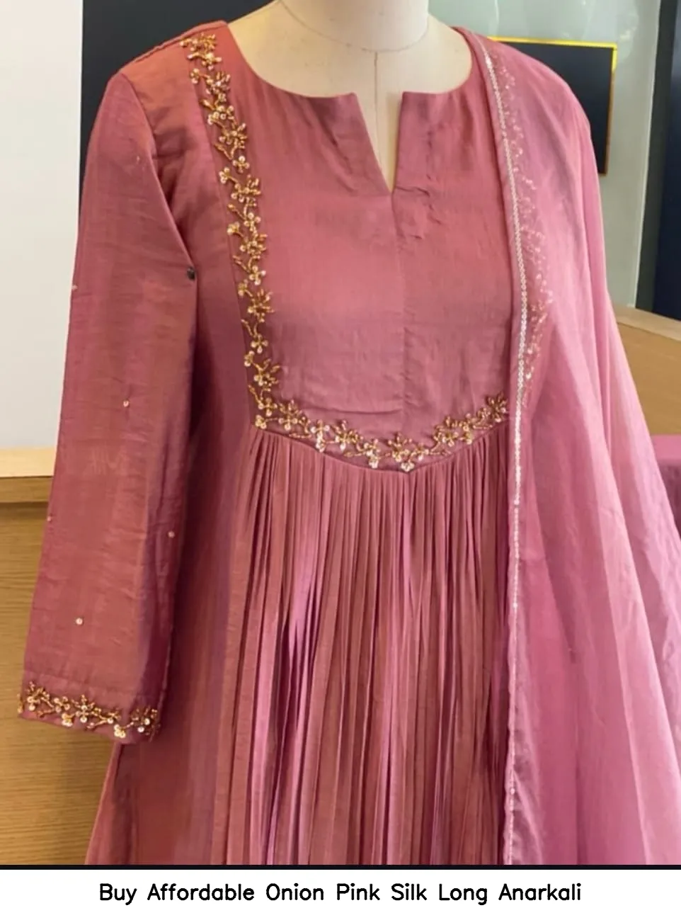 Buy Affordable Onion Pink Silk Long Anarkali