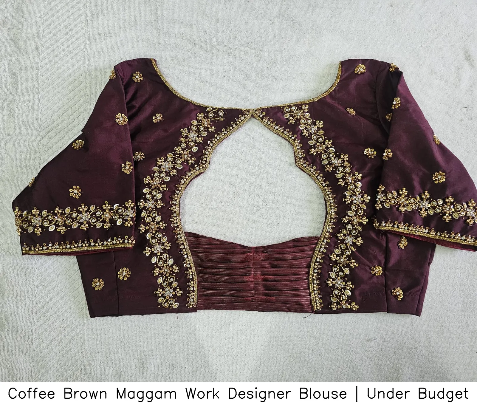Coffee Brown Maggam Work Designer Blouse | Under Budget