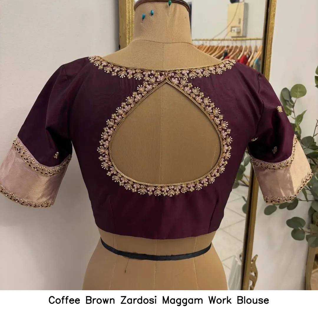 Coffee Brown Zardosi Maggam Work Blouse