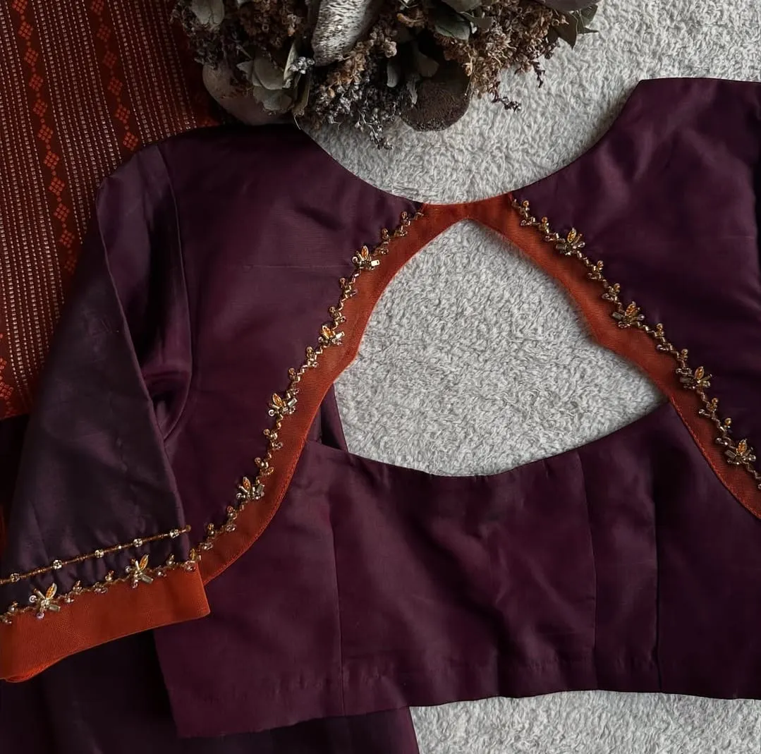 Crimson Red Simple Maggam Work Blouse Design  Elegant  Budget Friendly