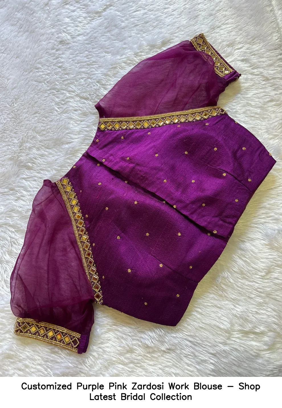Customized Purple Pink Zardosi Work Blouse - Shop Latest Bridal Collection