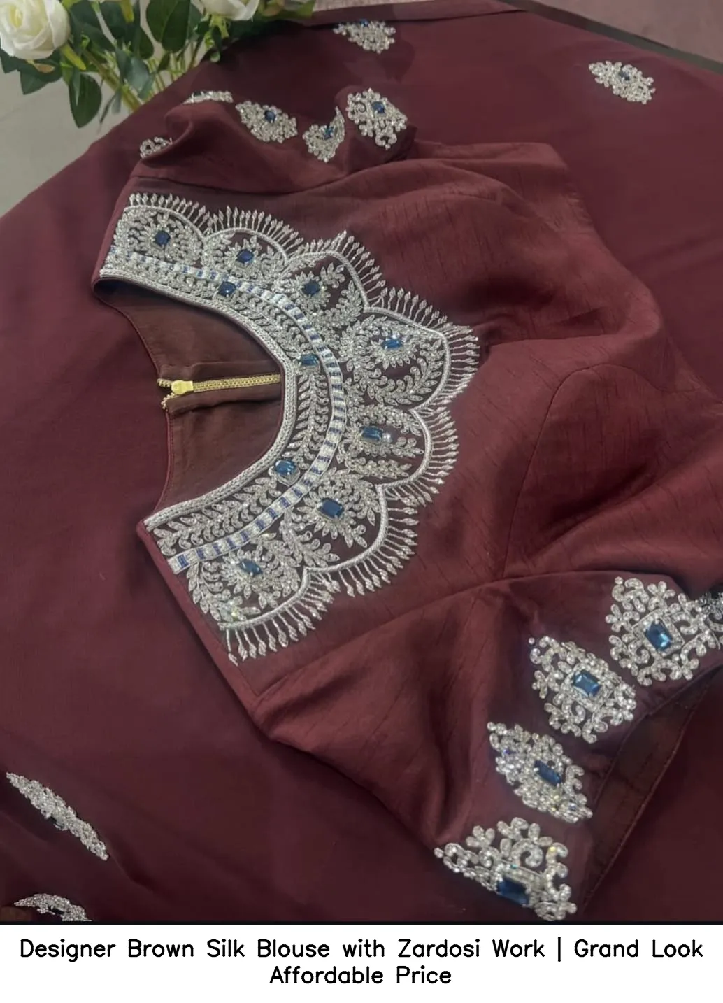 Designer Brown Silk Blouse with Zardosi Work | Grand Look Affordable Price