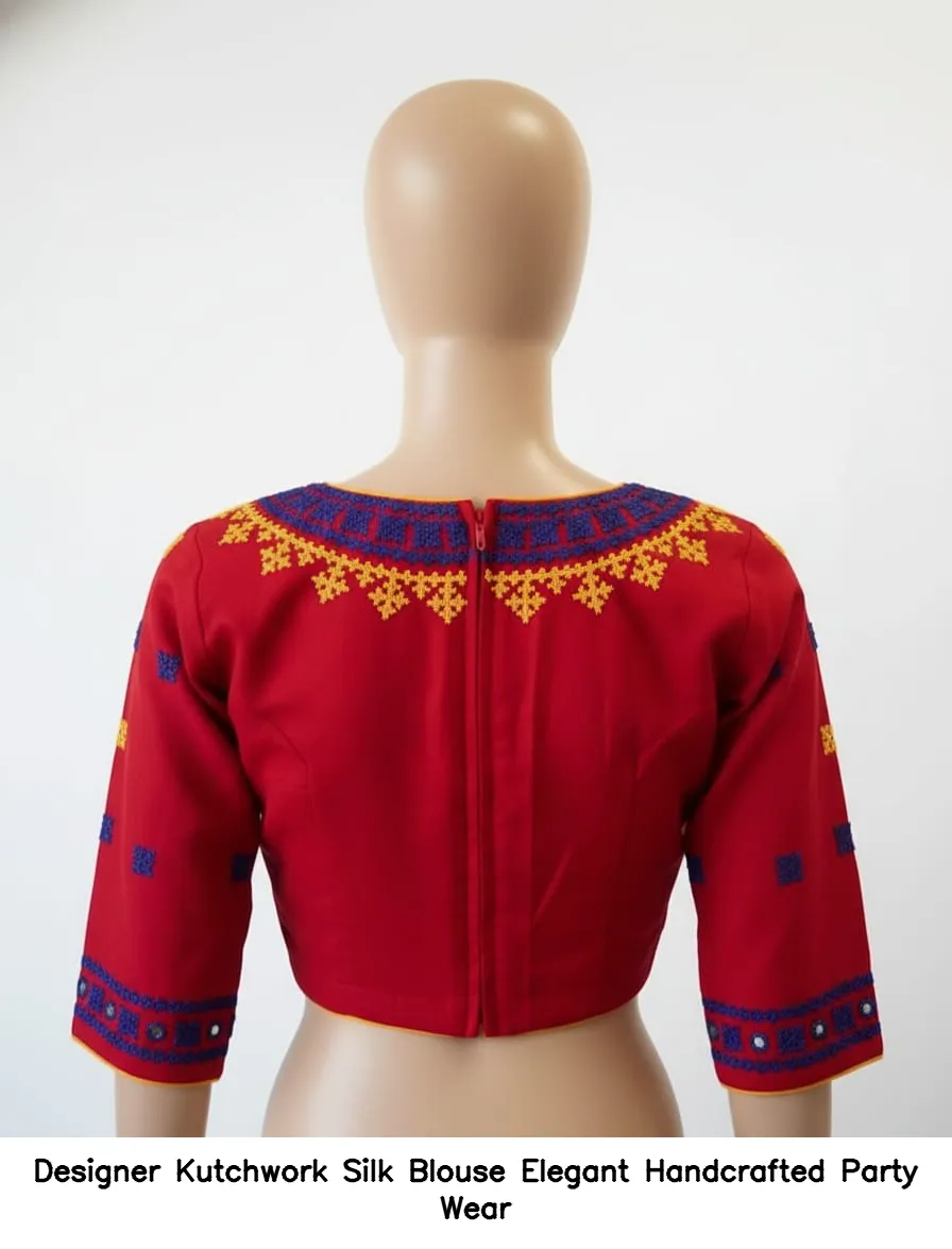 Designer Kutchwork Silk Blouse – Elegant Handcrafted Party Wear