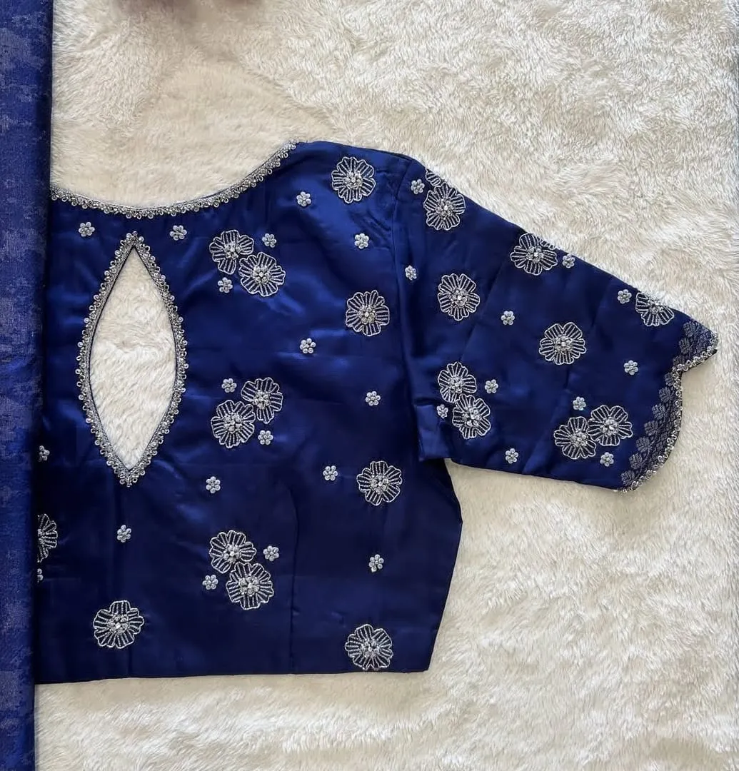 Designer Navy Blue Maggam Work Blouses for Weddings  Festive Looks