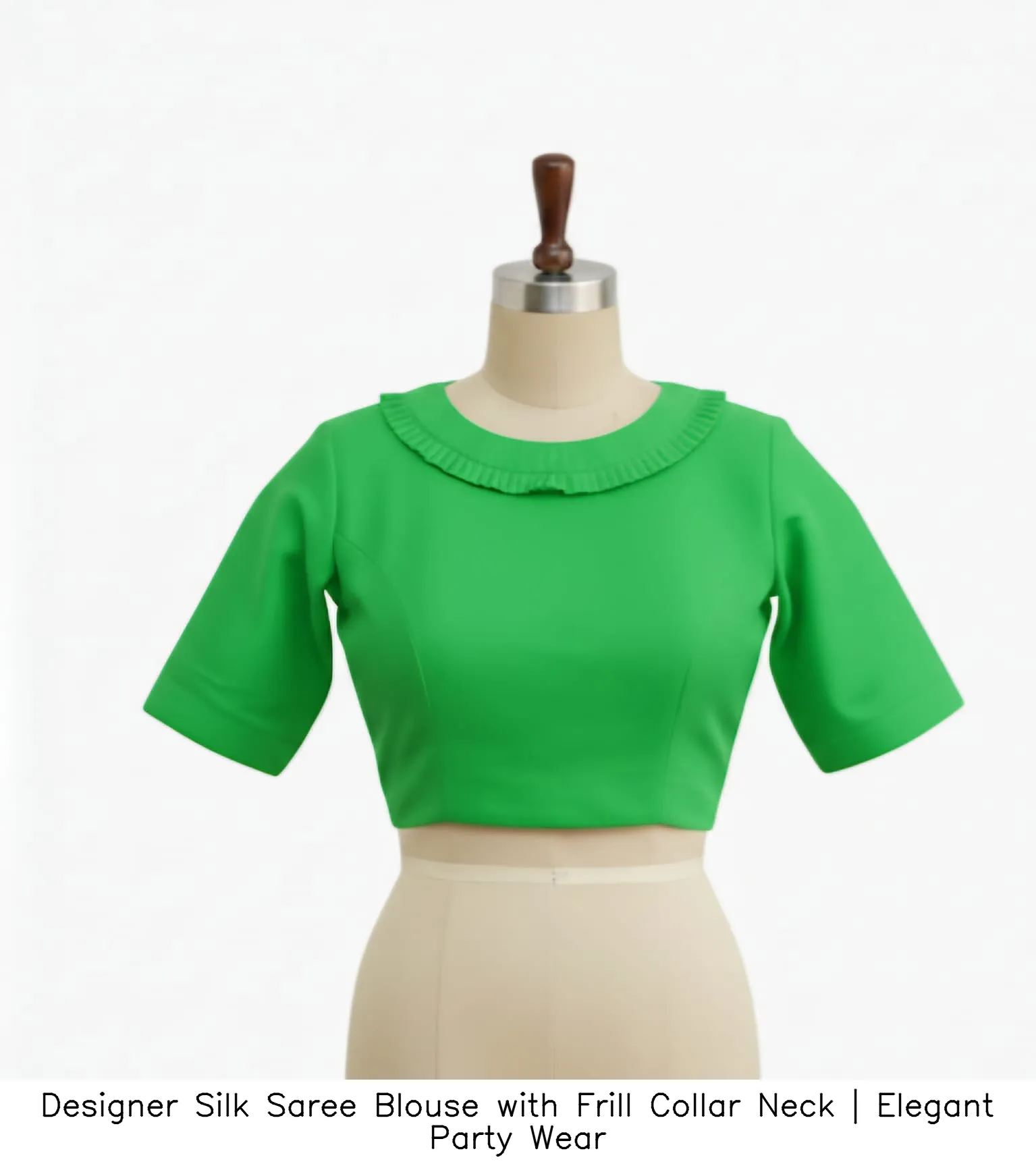 Designer Silk Saree Blouse with Frill Collar Neck | Elegant Party Wear