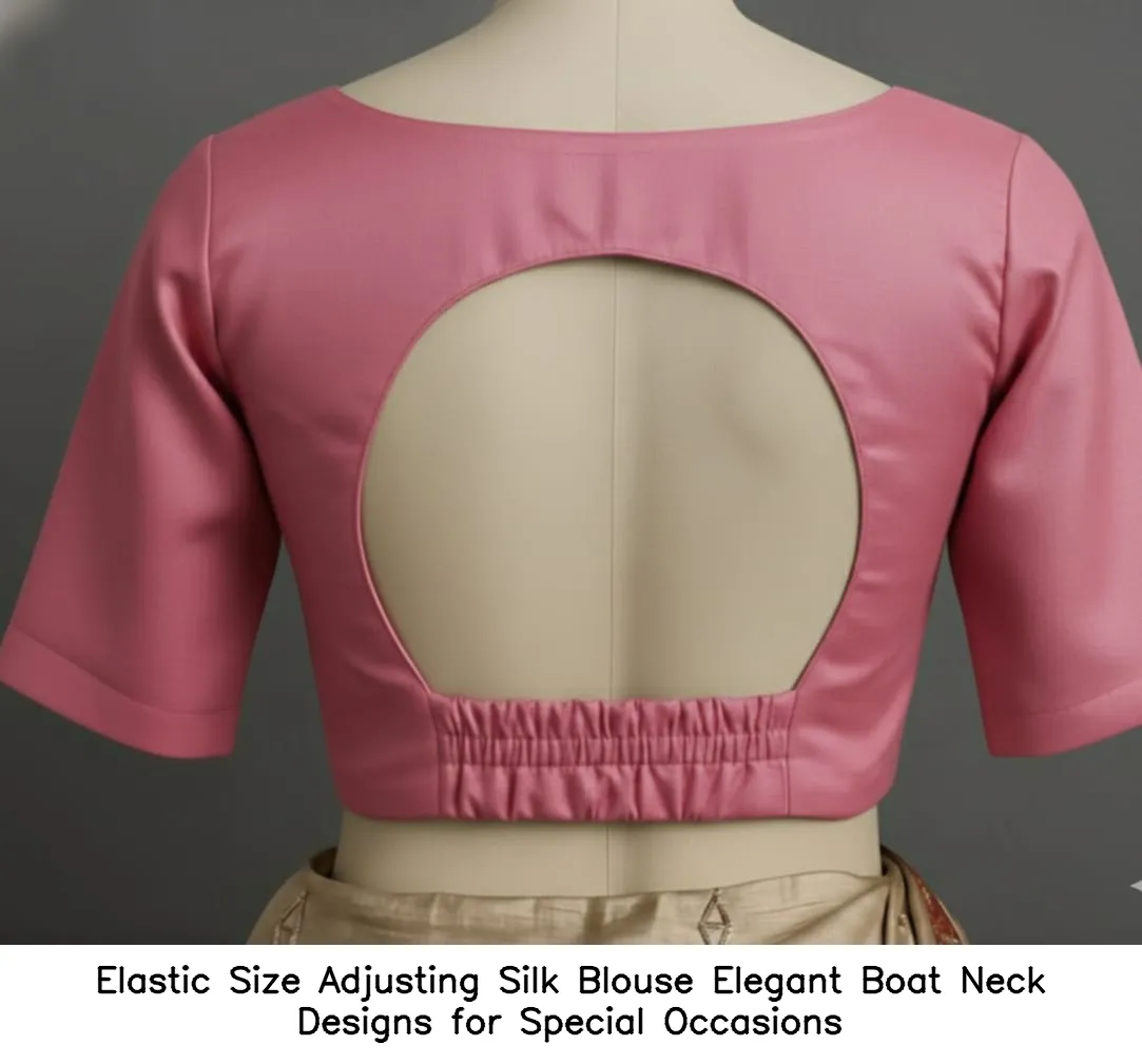 Elastic Size Adjusting Silk Blouse – Elegant Boat Neck Designs for Special Occasions