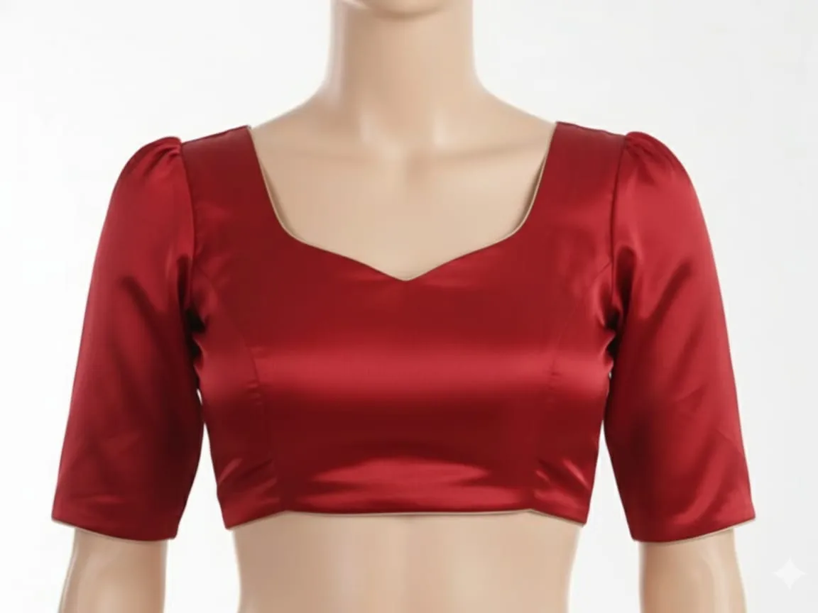 Elegant Red High Neck Ready Made Saree Blouse for Weddings  Parties - Xl