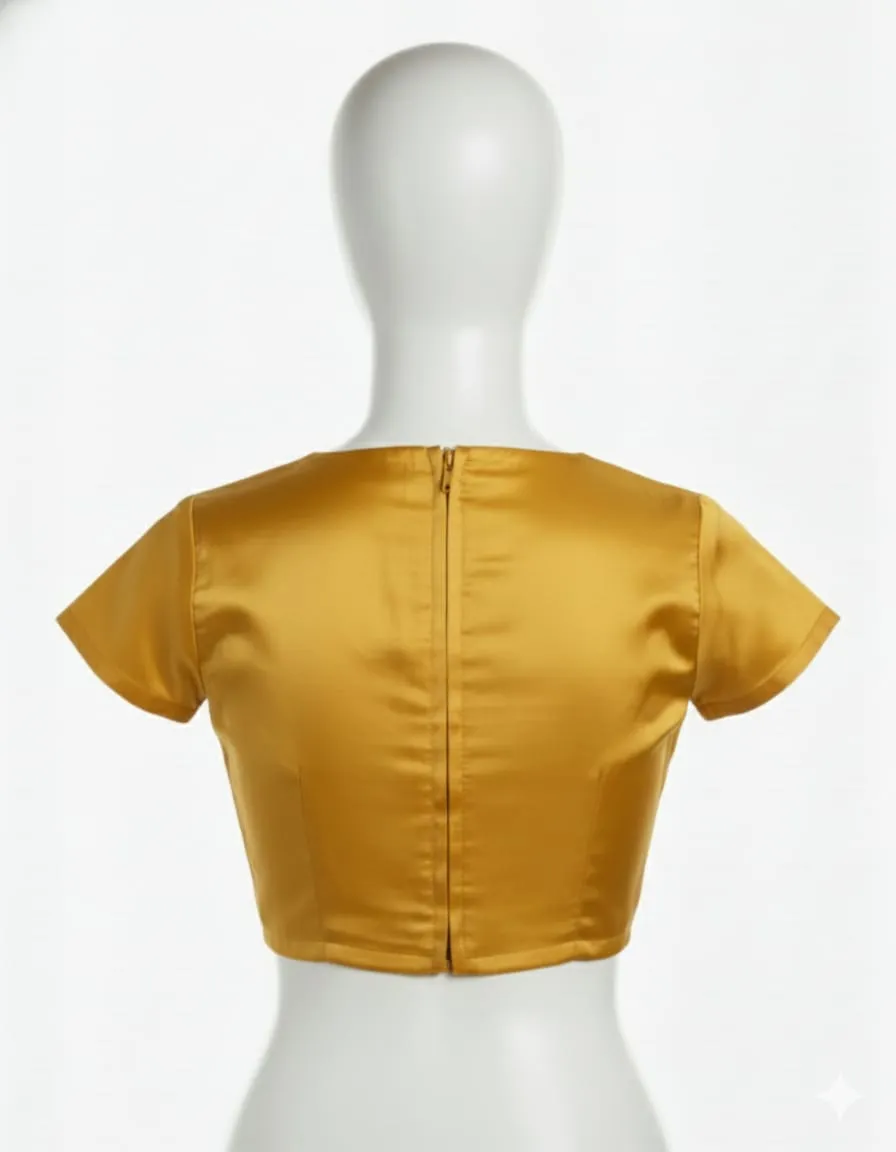 Golden Yellow Short Sleeves Blouse Designs  Budget Friendly Trendy