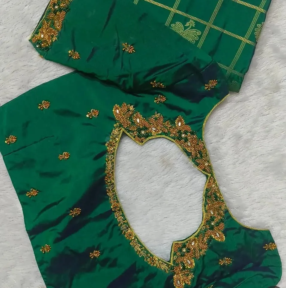 Graceful Green Maggam Designer Wedding Blouse  Affordable Ethnic Perfection