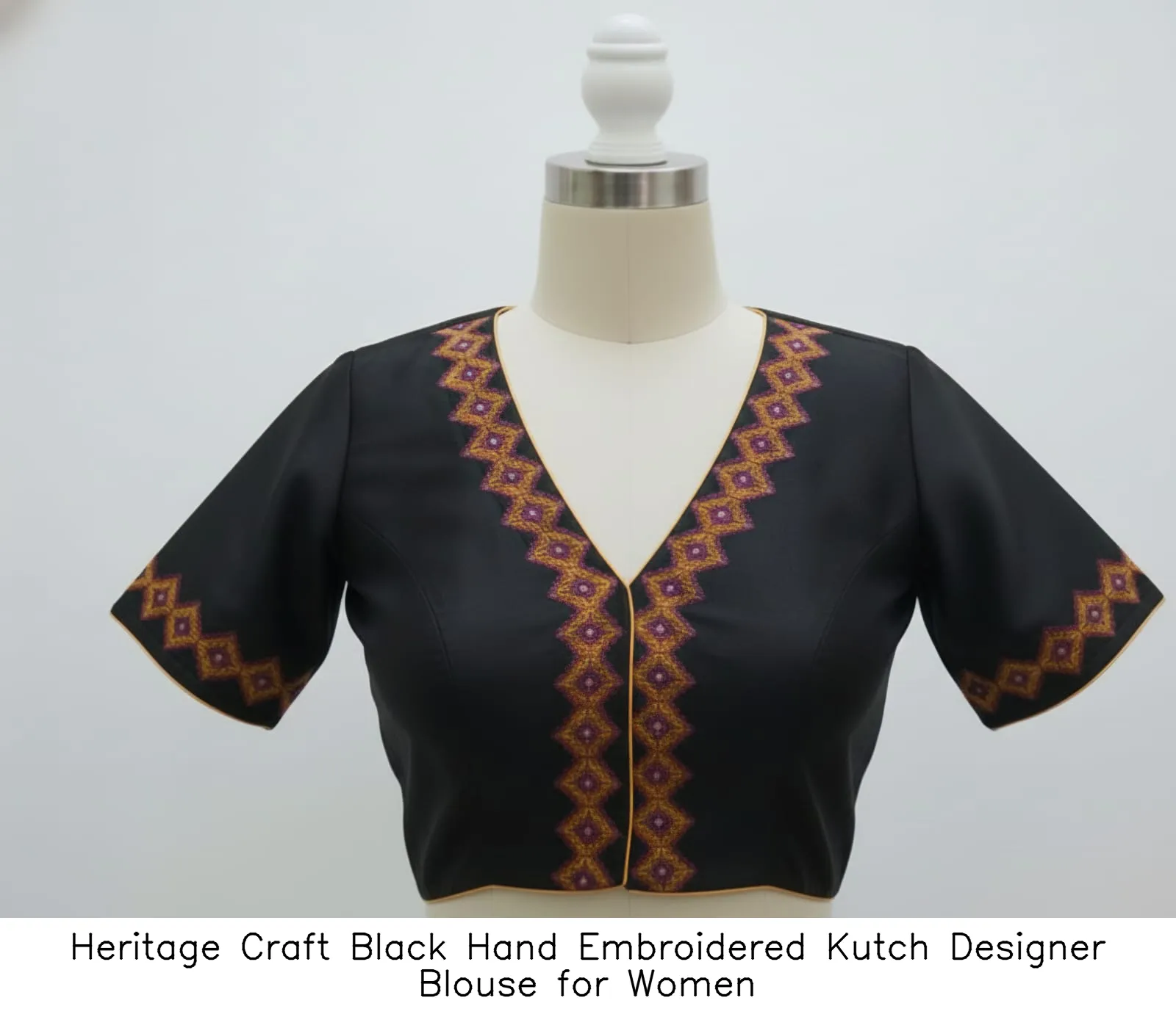Heritage Craft  Black Hand Embroidered Kutch Designer Blouse for Women
