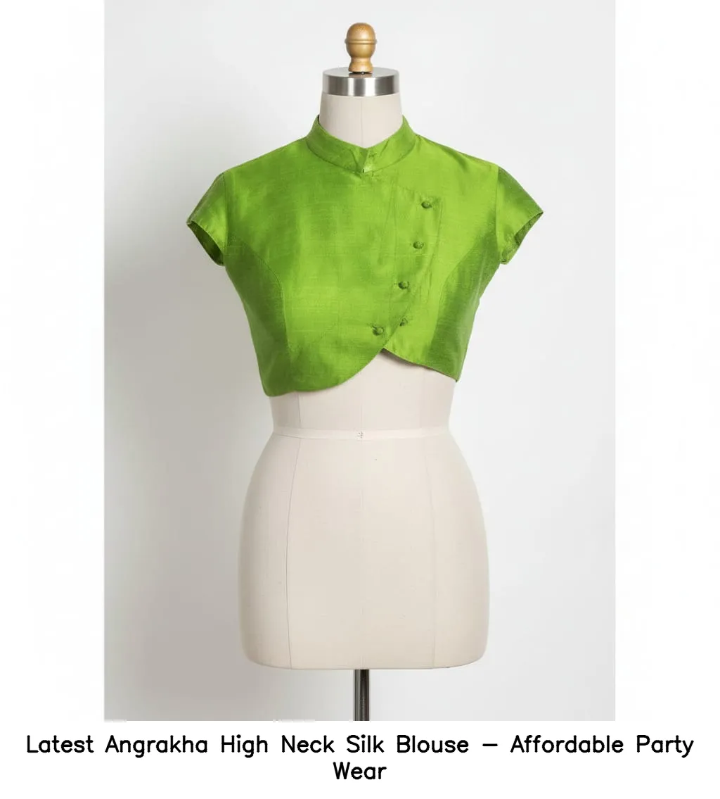Latest Angrakha High Neck Silk Blouse - Affordable Party Wear