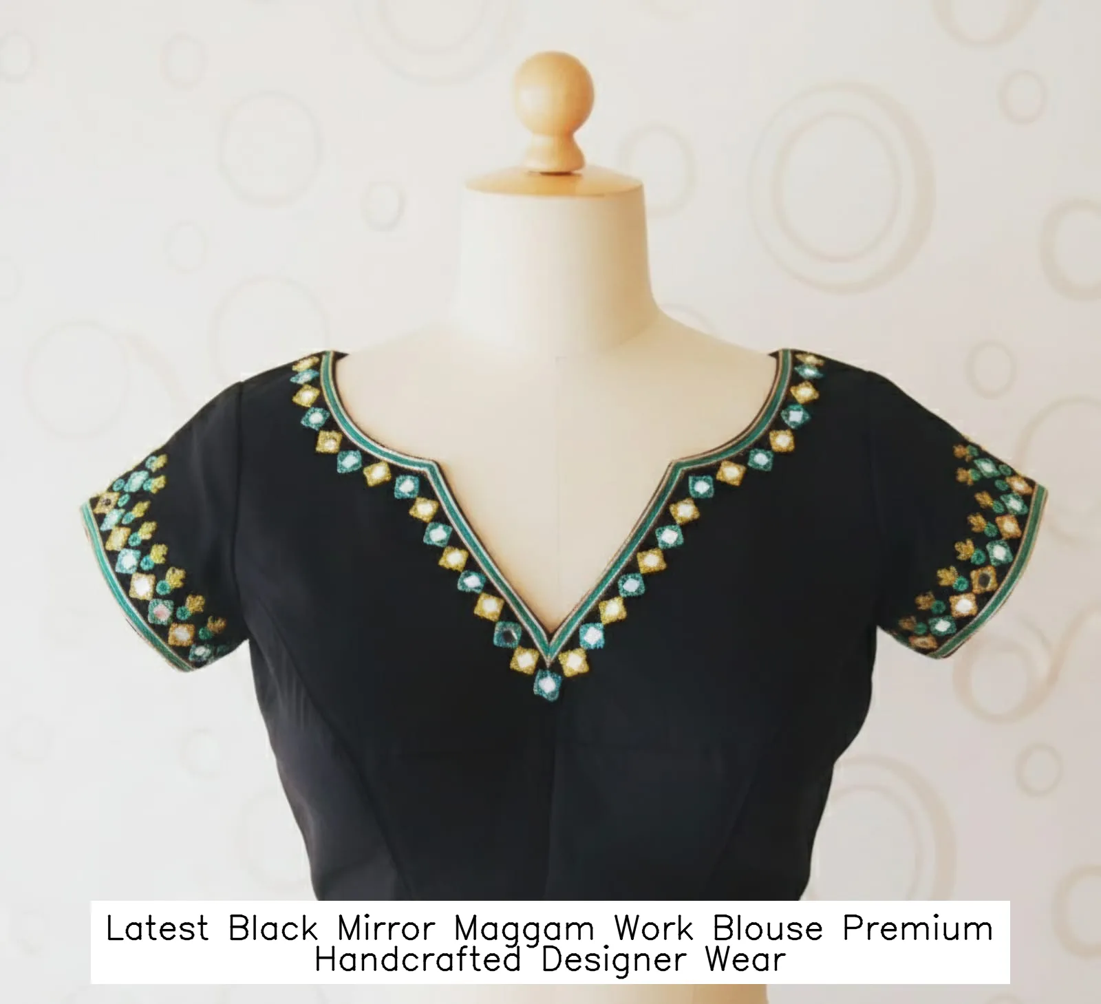 Latest Black Mirror Maggam Work Blouse Premium Handcrafted Designer Wear