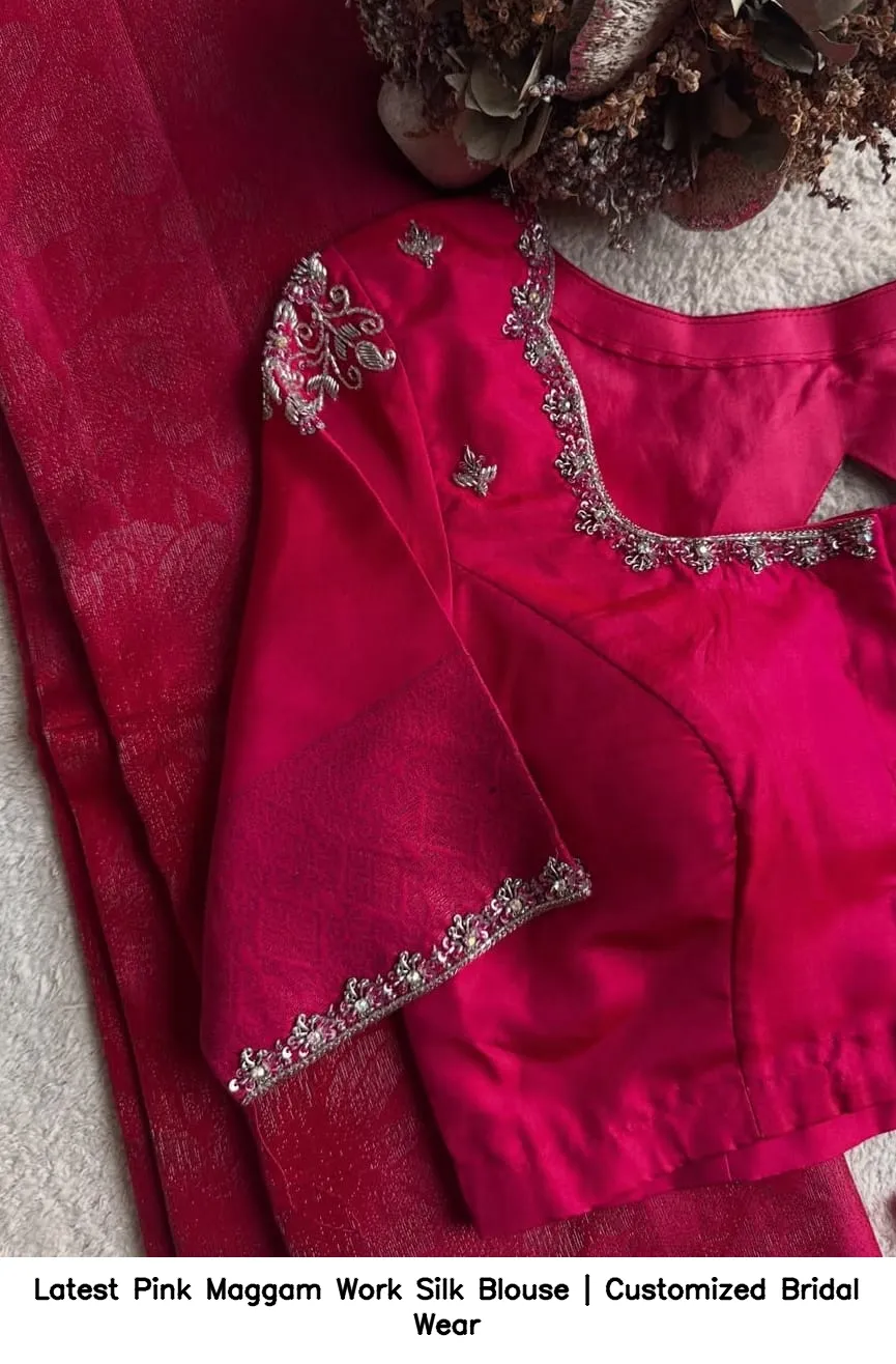 Latest Pink Maggam Work Silk Blouse | Customized Bridal Wear