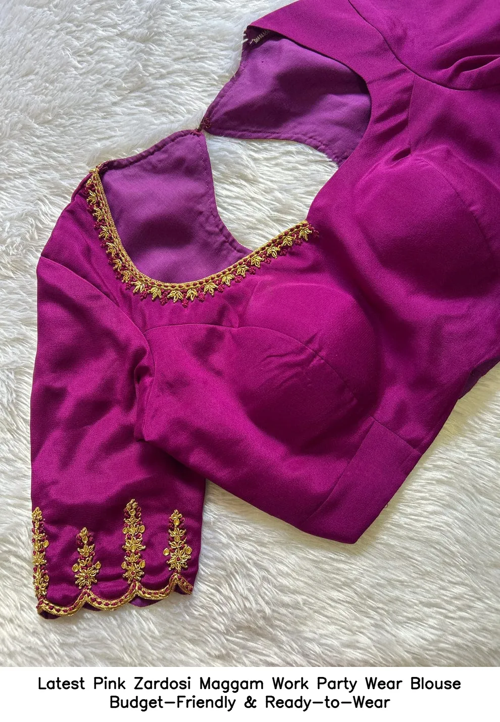Latest Pink Zardosi Maggam Work Party Wear Blouse – Budget-Friendly & Ready-to-Wear