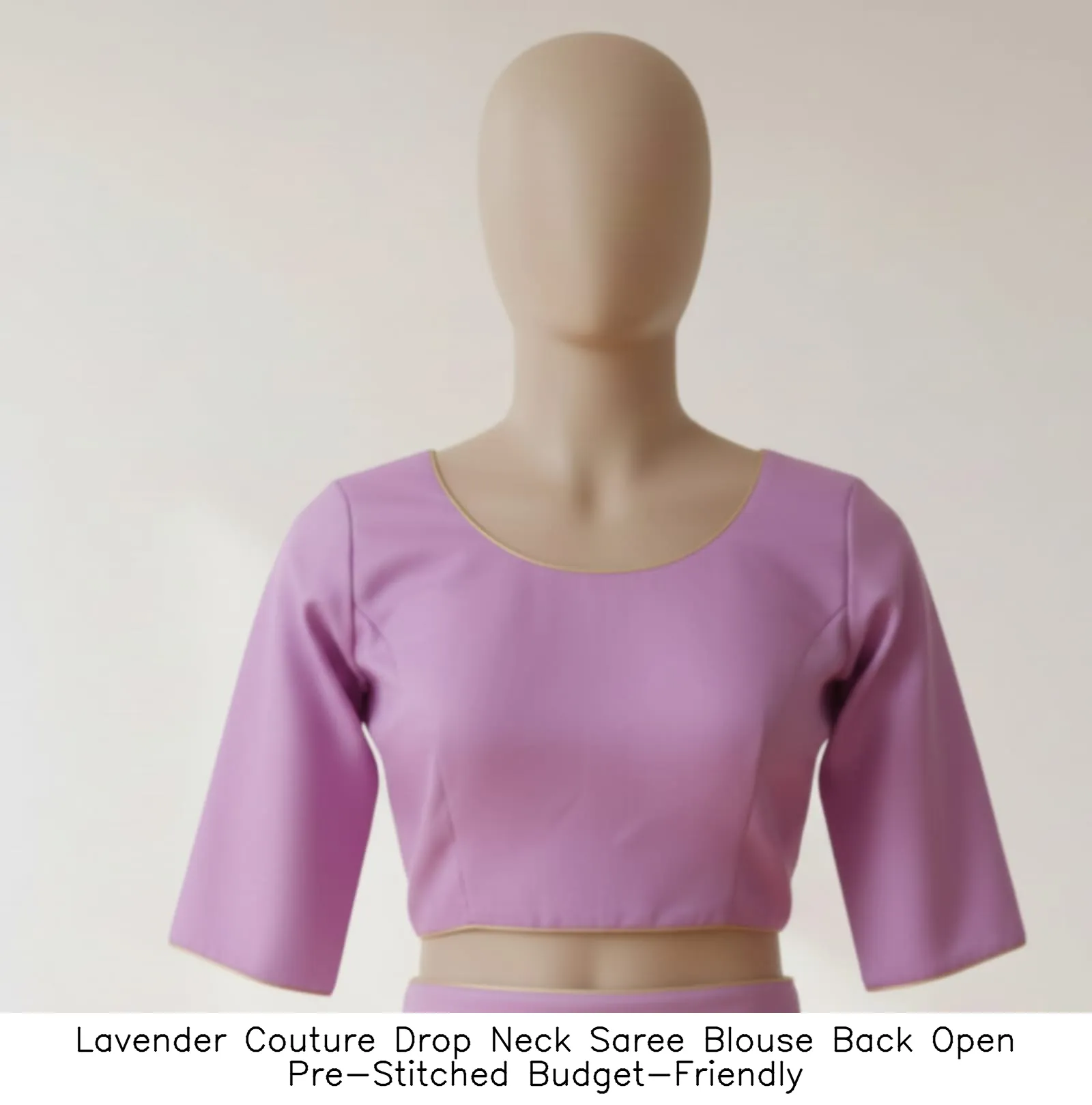 Lavender Couture Drop Neck Saree Blouse Back Open Pre-Stitched  Budget-Friendly
