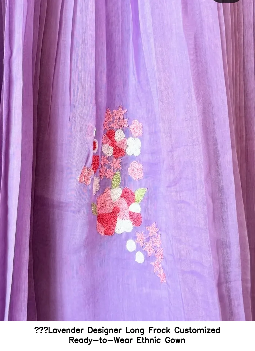 Lavender Designer Long Frock Customized Ready-to-Wear Ethnic Gown - Image 3