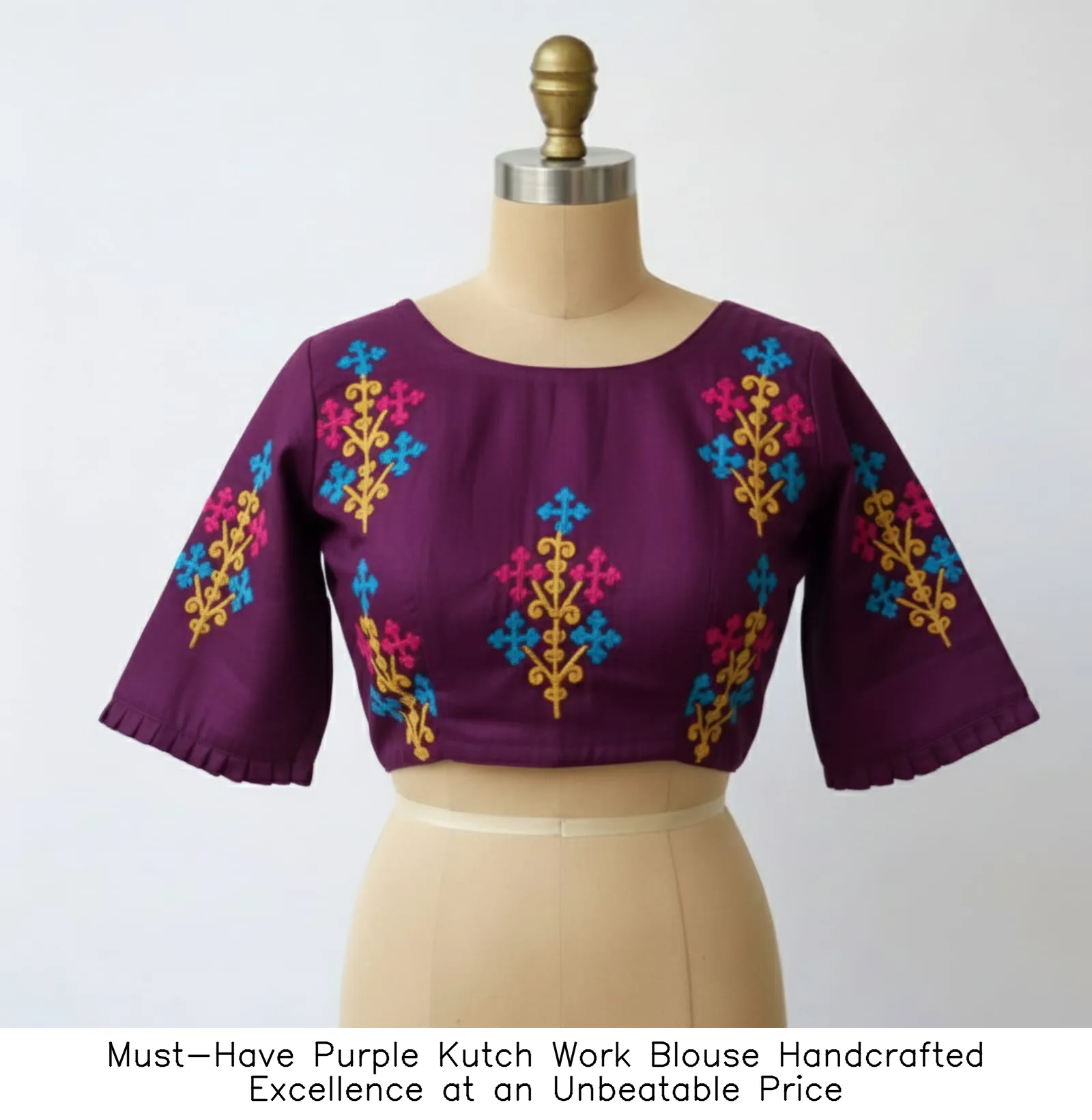 Must-Have Purple Kutch Work Blouse  Handcrafted Excellence at an Unbeatable Price