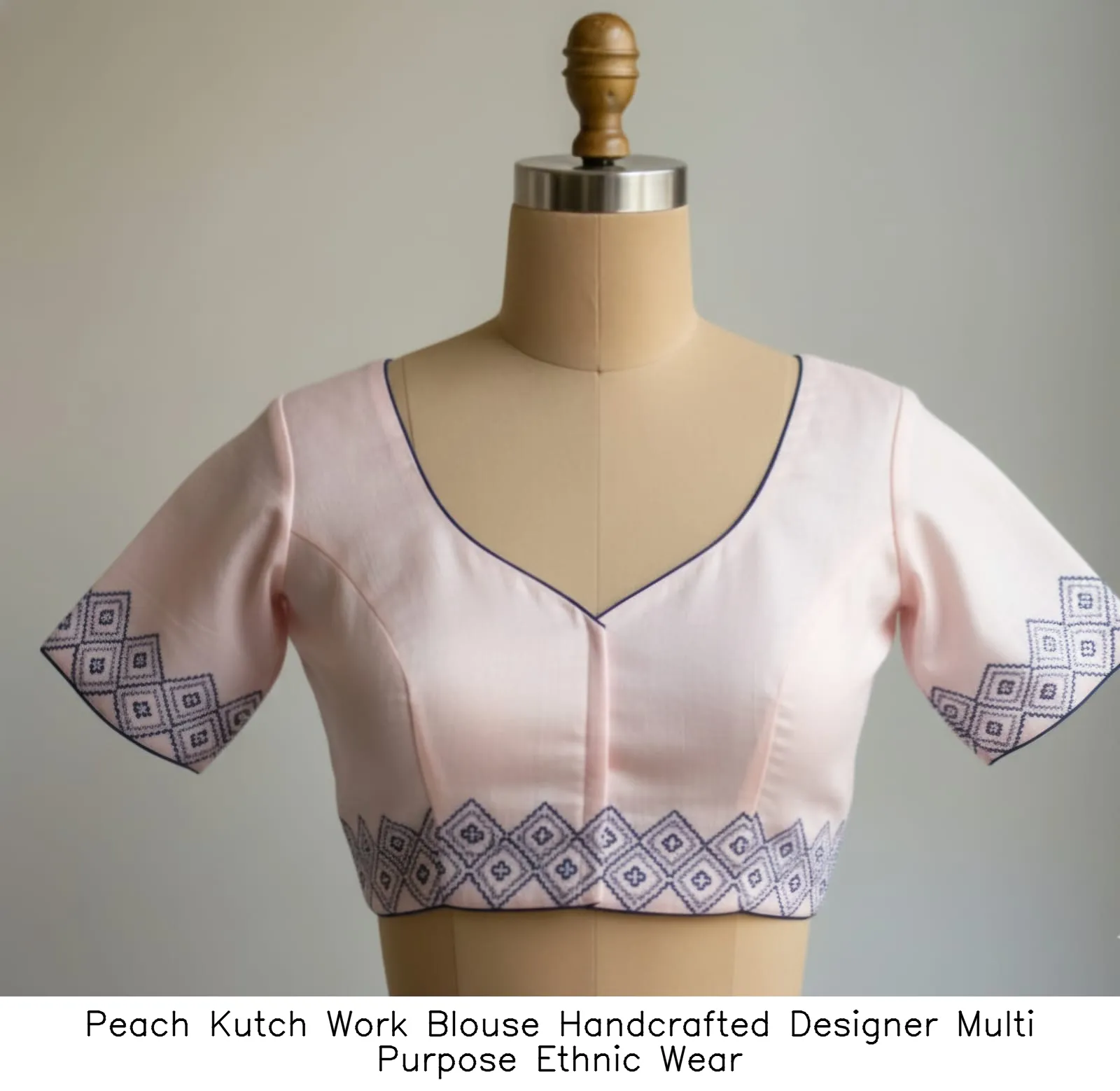 Peach Kutch Work Blouse  Handcrafted Designer Multi Purpose Ethnic Wear