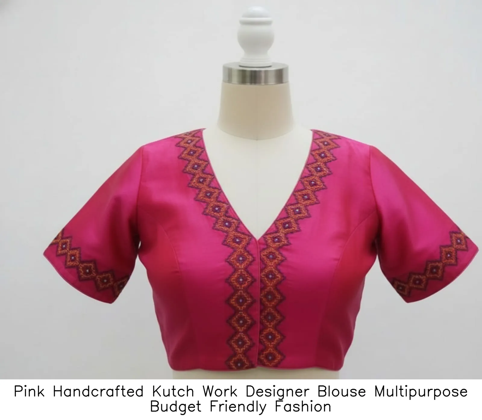 Pink Handcrafted Kutch Work Designer Blouse  Multipurpose  Budget Friendly Fashion
