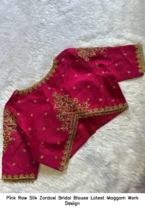 Handcrafted maggam embroidery detailing on luxury designer blouse