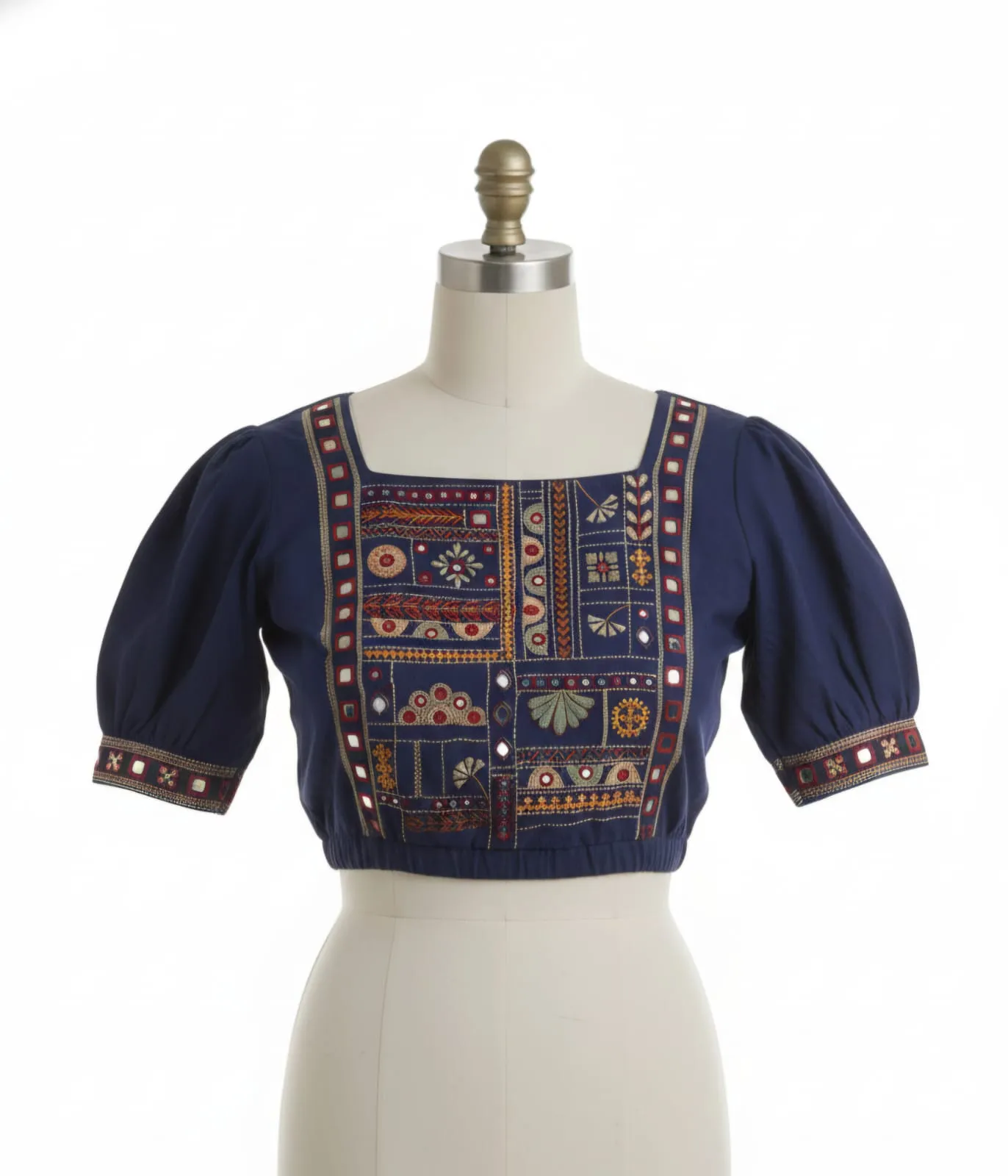 Premium Handcrafted Kutch Work Blouse in Navy Blue  Affordable Designer Ethnic Wear