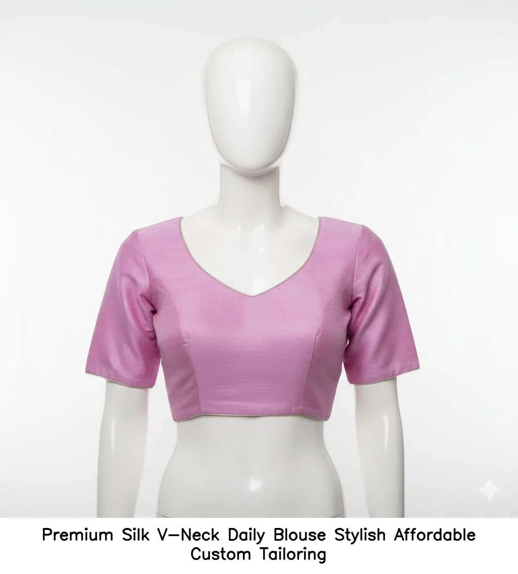 Premium Silk V-Neck Daily Blouse – Stylish  Affordable Custom Tailoring
