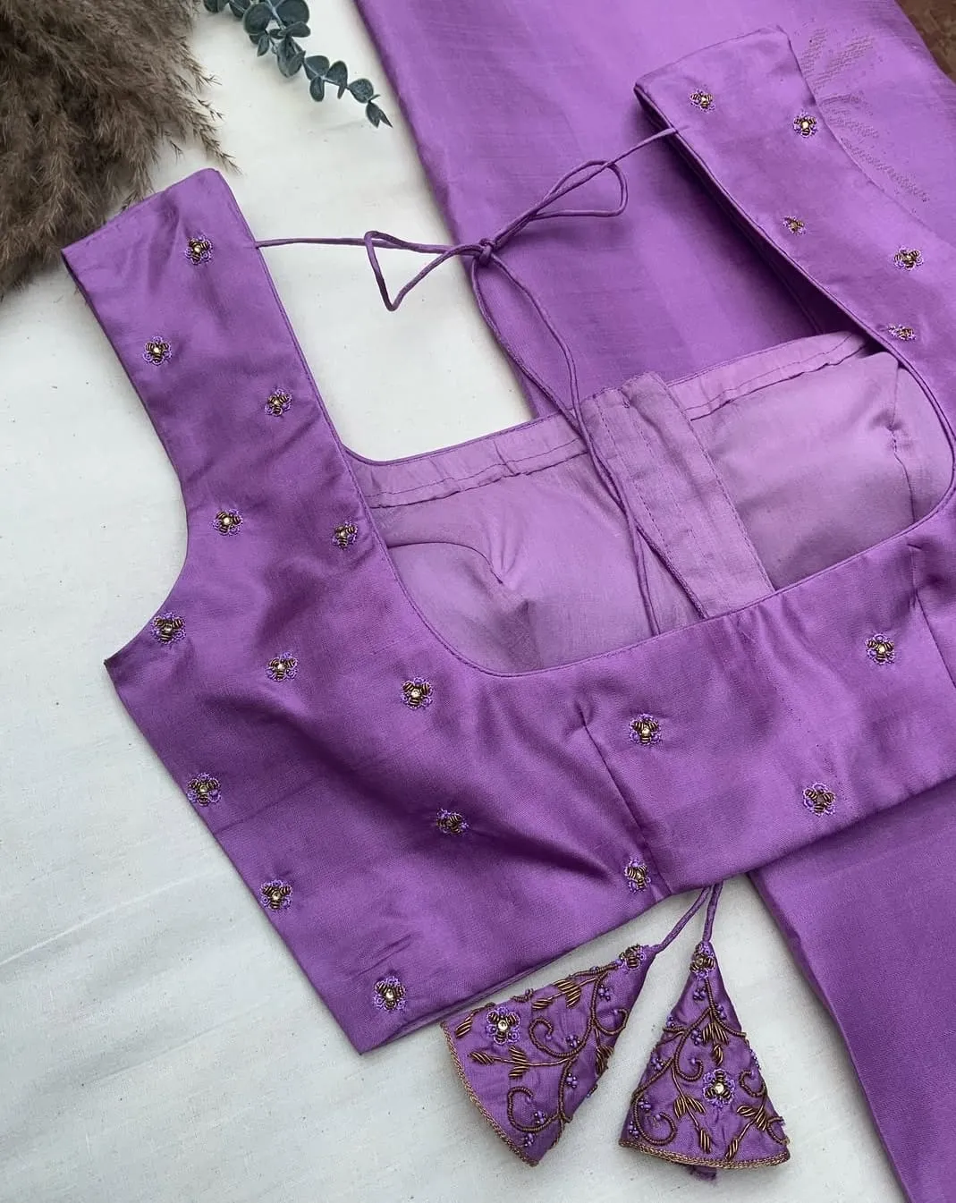Simple Lavender Maggam Work Blouse -Budget Friendly Designs