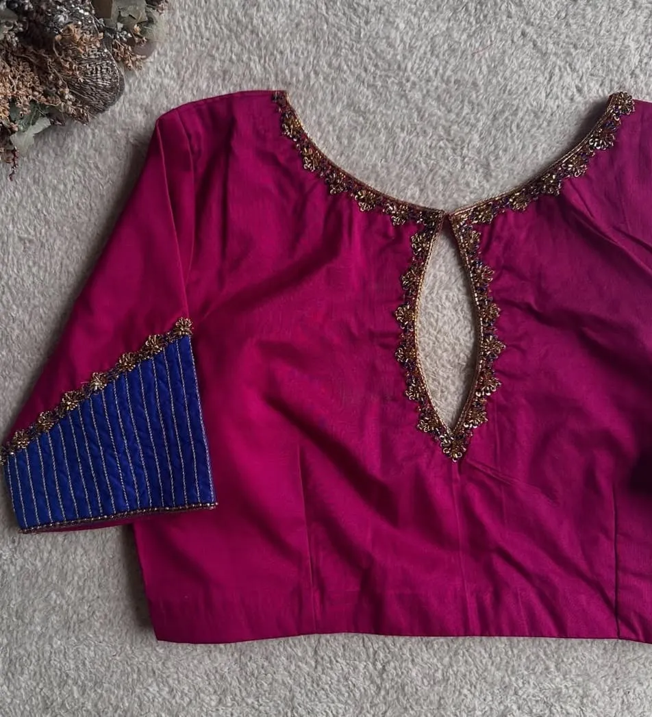 Stunning Pink Maggam Work Blouse  Latest Designer Handcrafted Elegance 2026