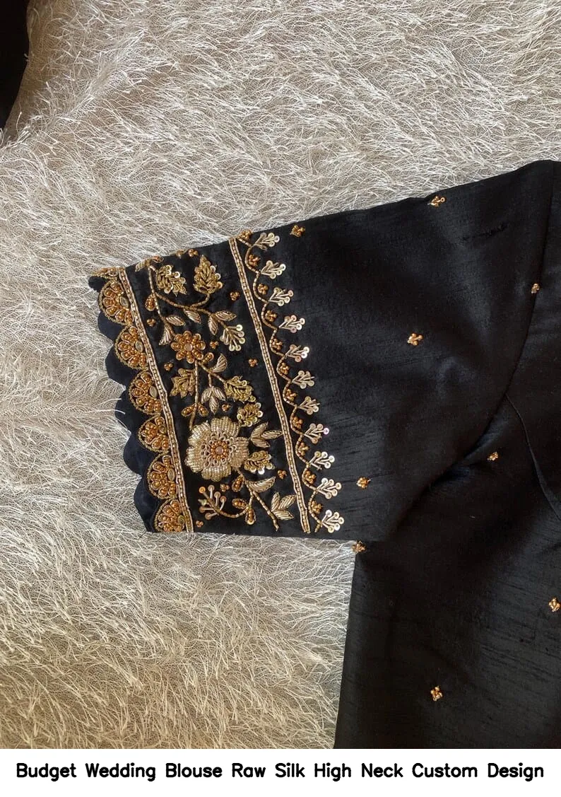 Budget Wedding Blouse – Raw Silk High Neck Custom Design