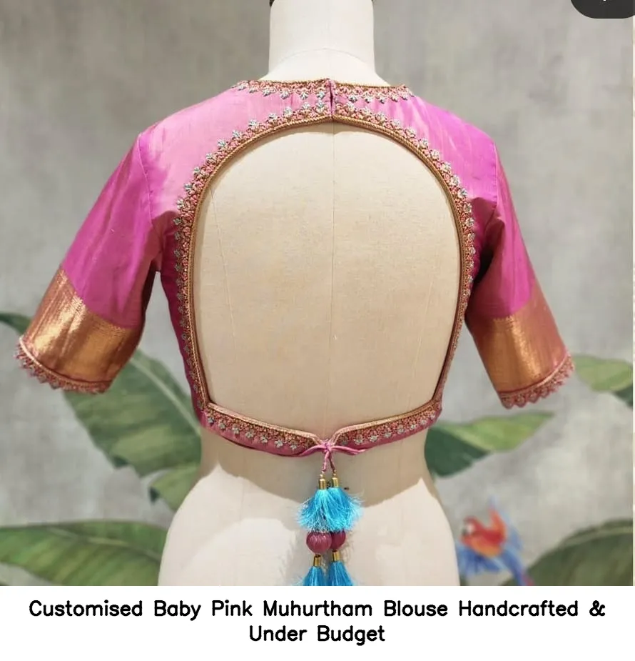 Customised Baby Pink Muhurtham Blouse – Handcrafted & Under Budget