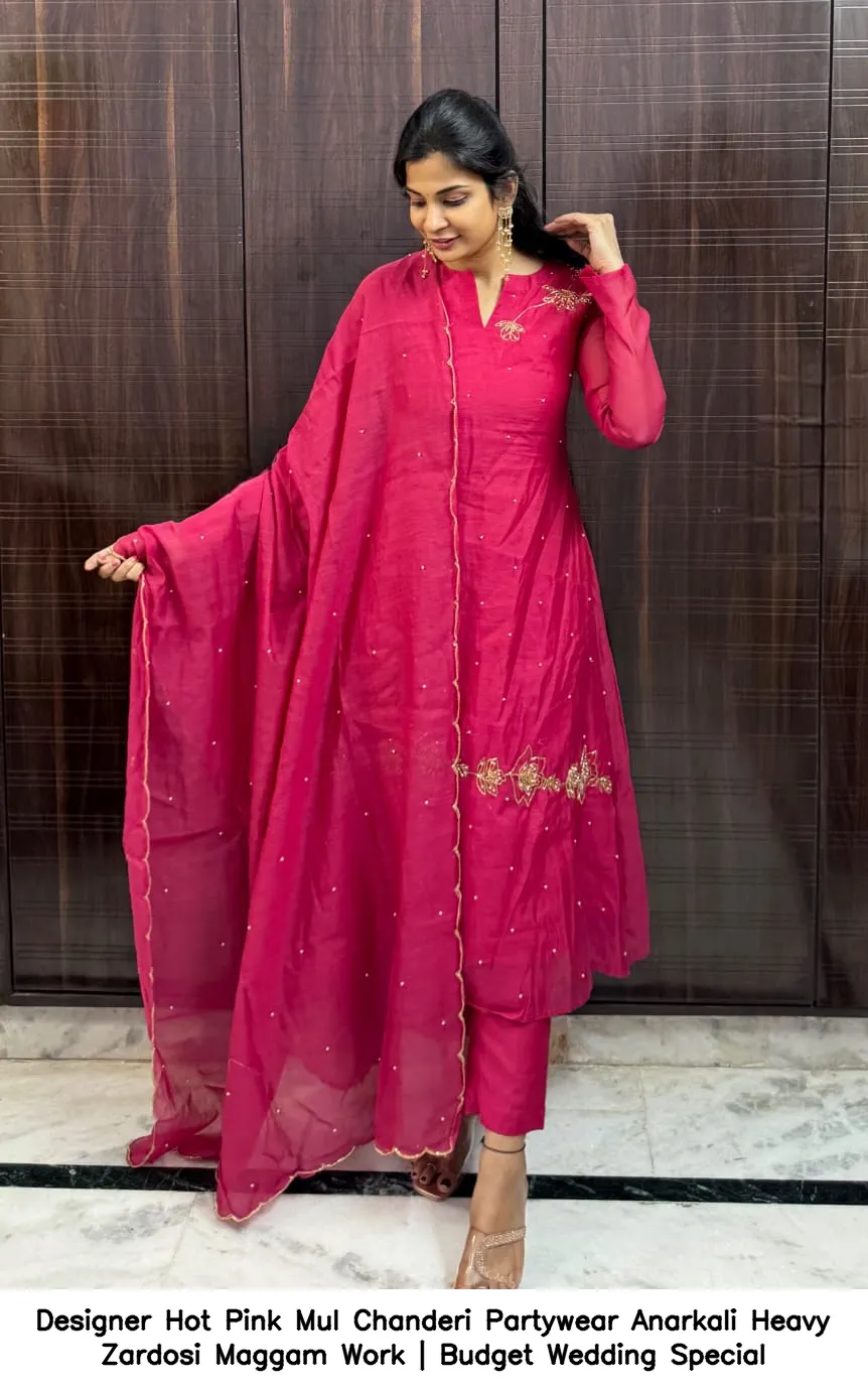 Elegant Aari and Maggam work anarkali suit perfect for wedding occasions