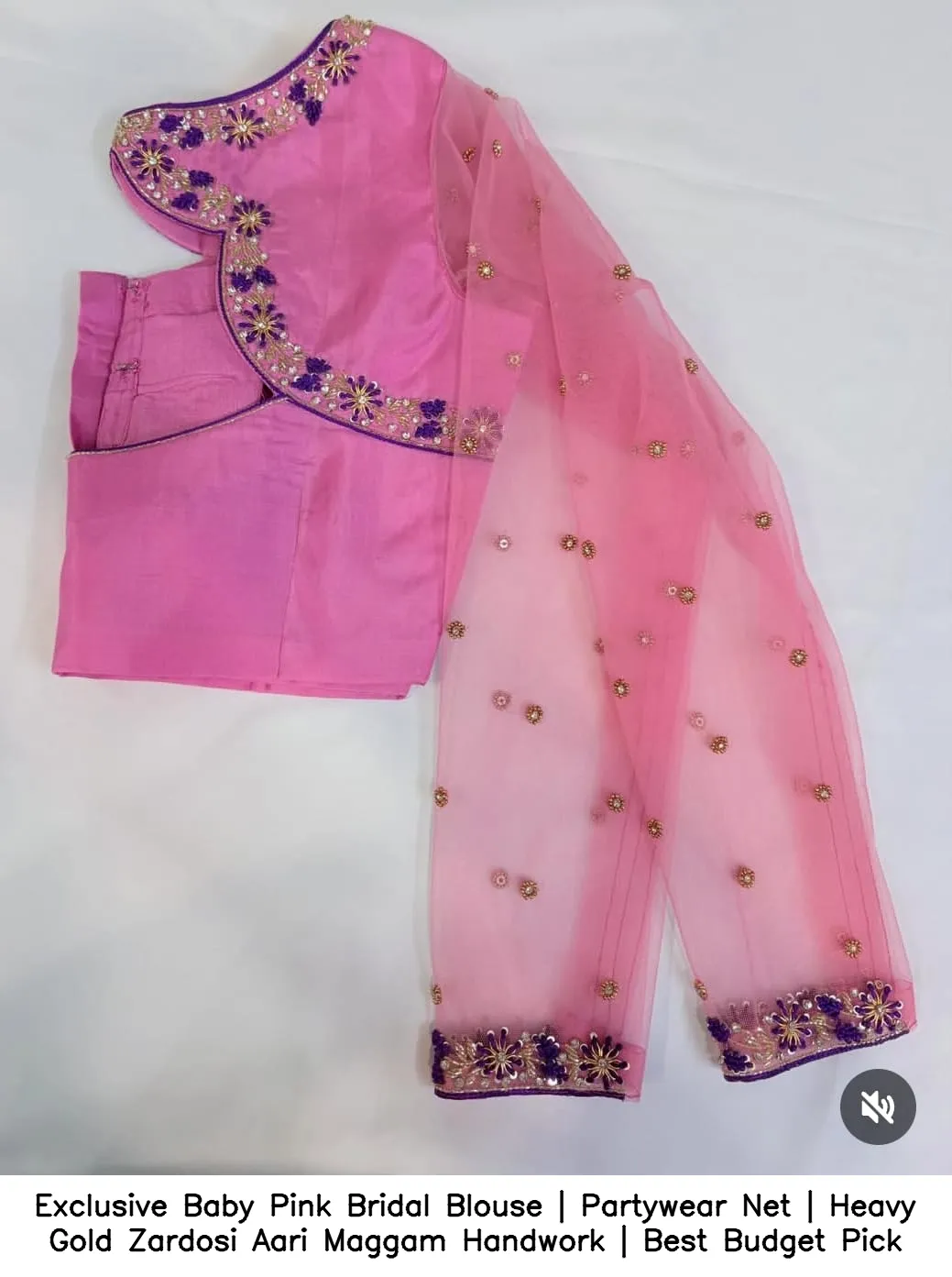 Exclusive Baby Pink Bridal Blouse | Partywear Net | Heavy Gold Zardosi  Aari Maggam Handwork | Best Budget Pick