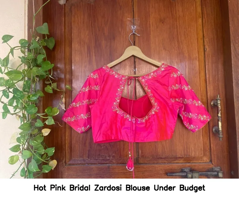 Hot Pink Bridal Zardosi Blouse – Under Budget