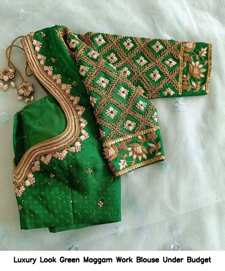 Luxury Look Green Maggam Work Blouse Under Budget