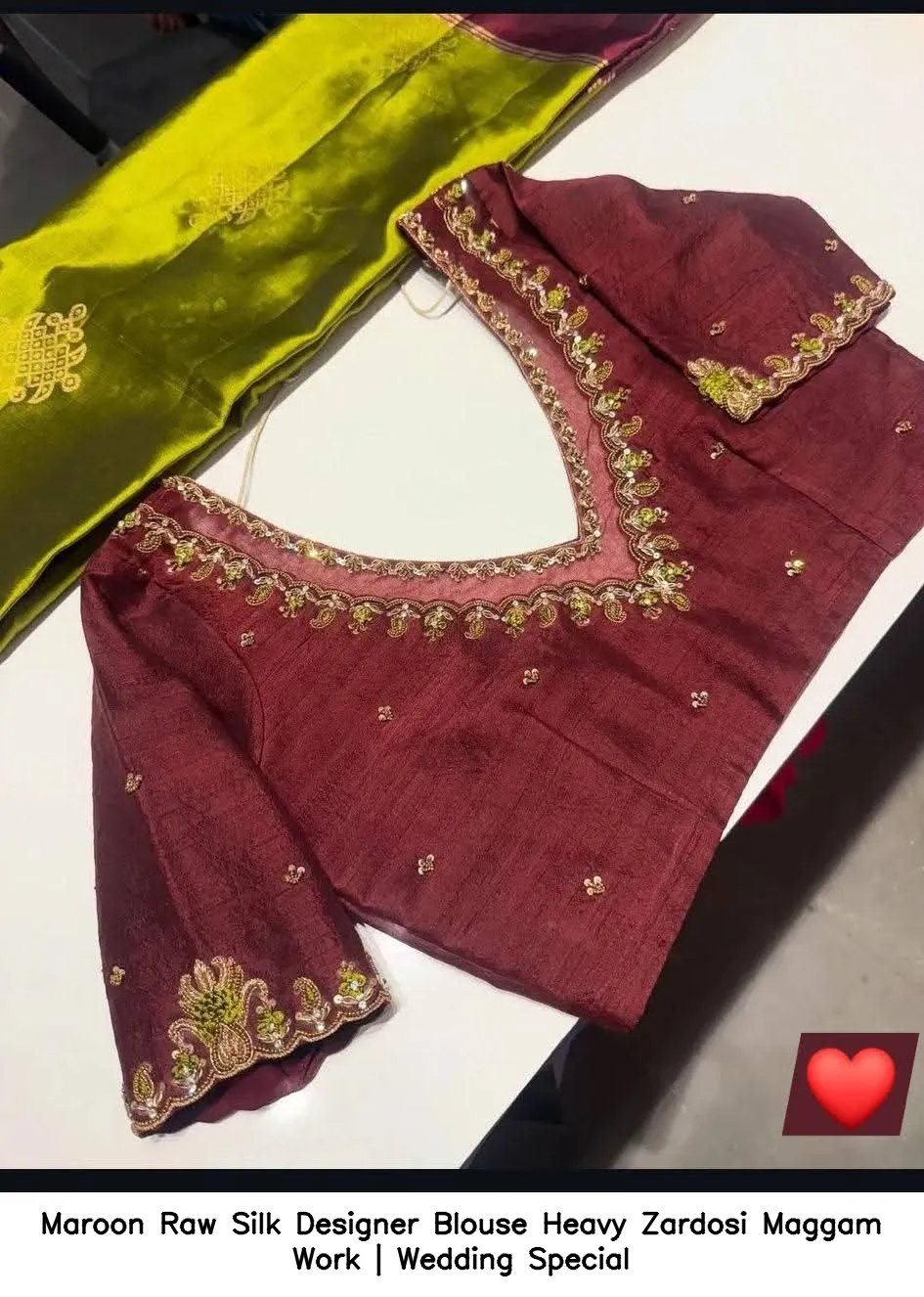 Maroon Raw Silk Designer Blouse – Heavy Zardosi Maggam Work | Wedding Special