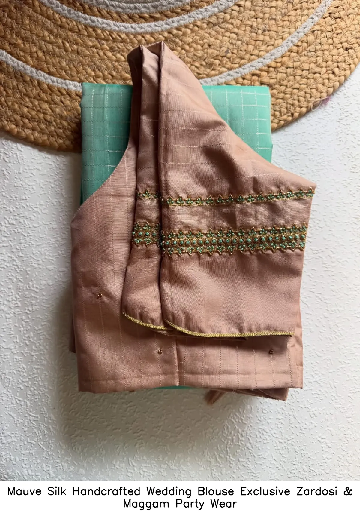 Mauve Silk Handcrafted Wedding Blouse – Exclusive Zardosi & Maggam Party Wear