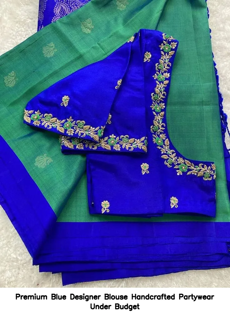 Premium Blue Designer Blouse – Handcrafted Partywear Under Budget